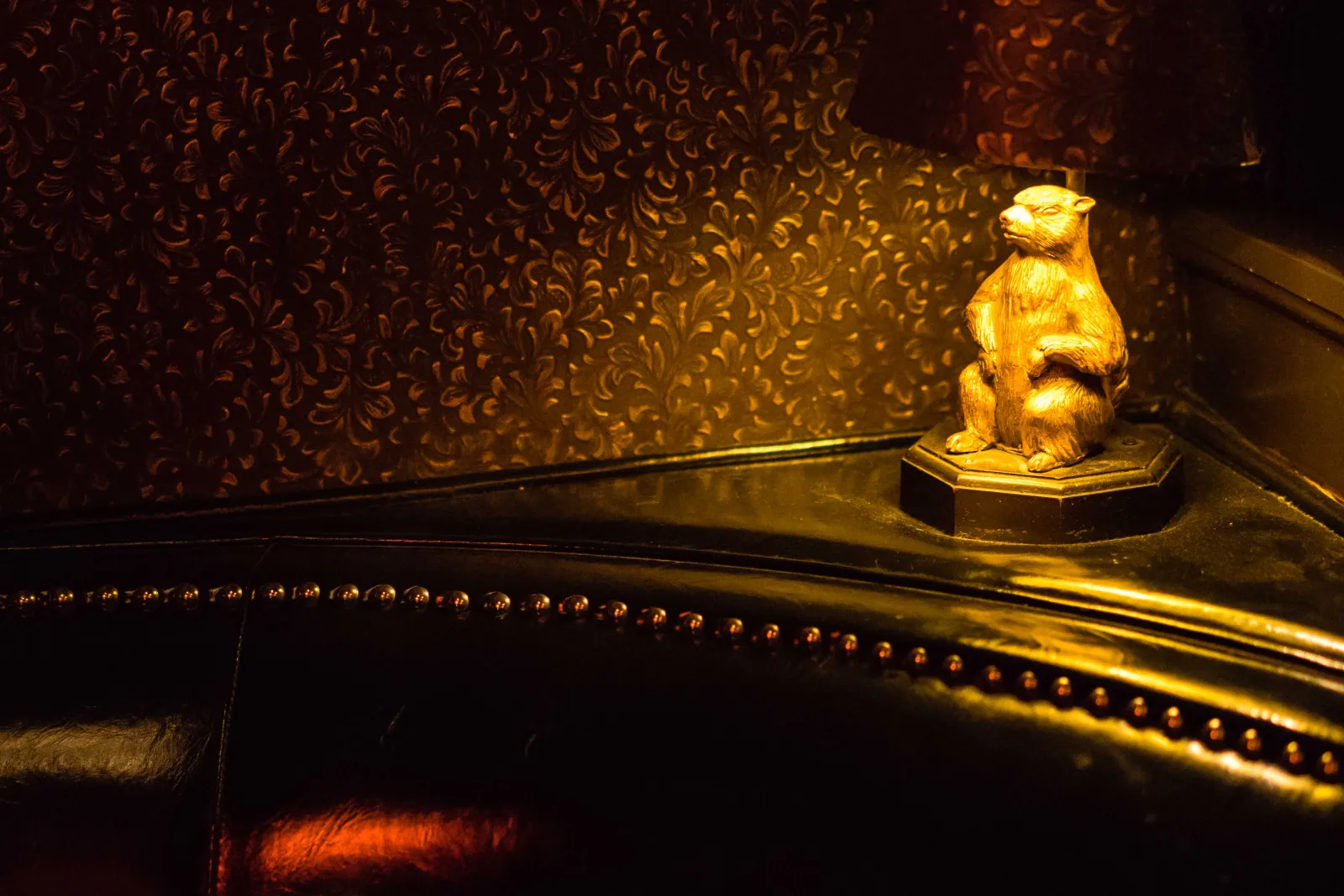 A golden gopher lamp — an original fixture